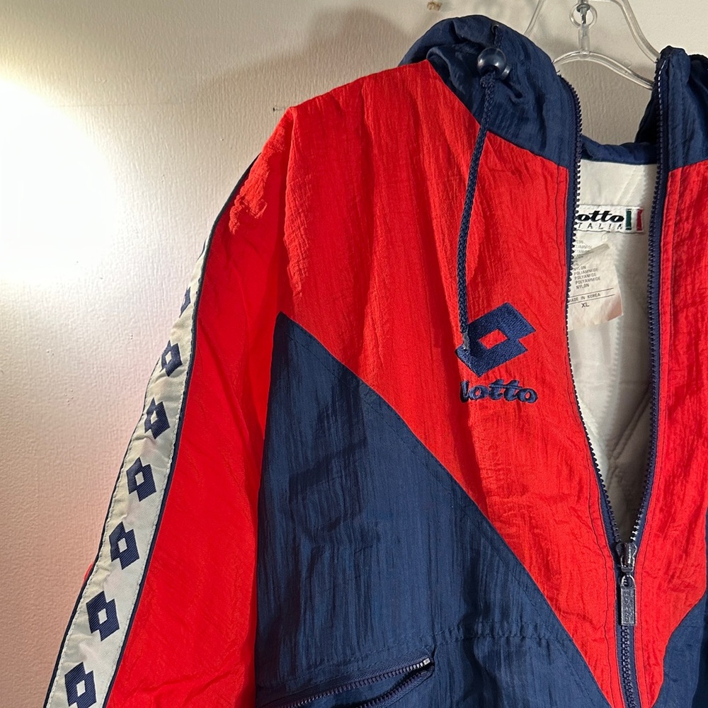 Lotto Red and Blue Insulated Windbreaker Jacket Men’s sz XL - Picture 3 of 7
